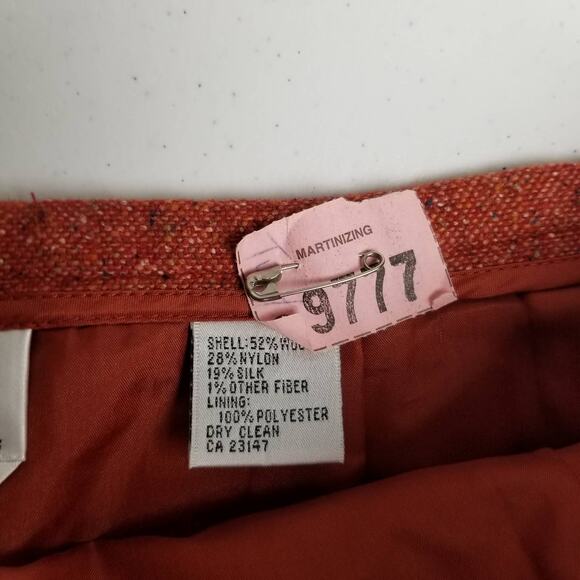 Talbots Red Italian Wool Silk Blend Midi Lined Pleated Hem Excellent! Size 8 P - Picture 7 of 7